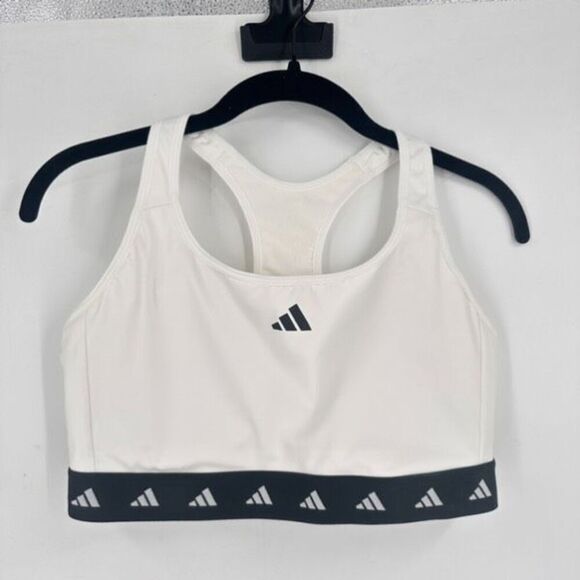 Adidas medium Powerreact Training Medium-Support Techfit Sports Bra white black - Picture 2 of 7